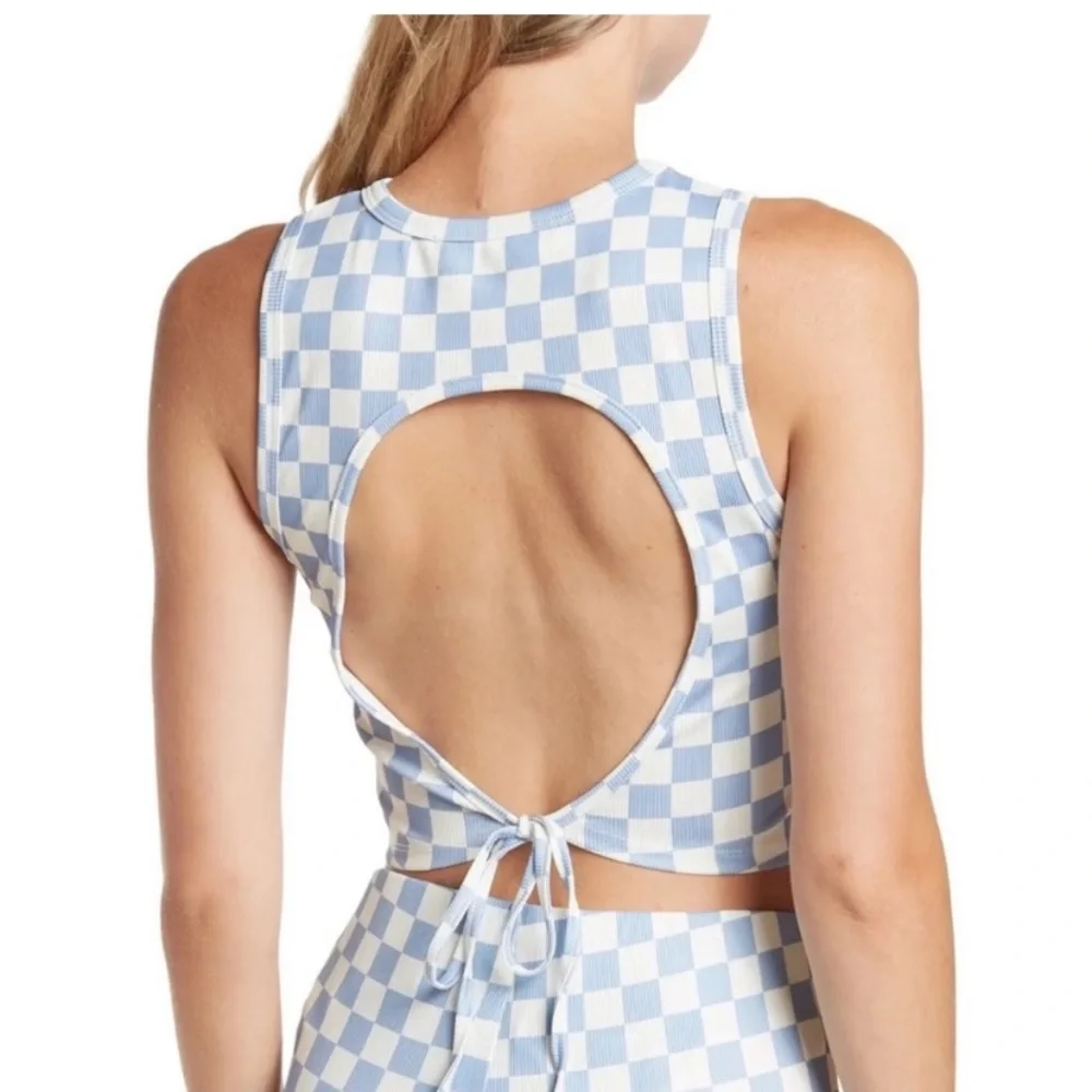 Elodie Checkered Cutout Top - Picture 2 of 6